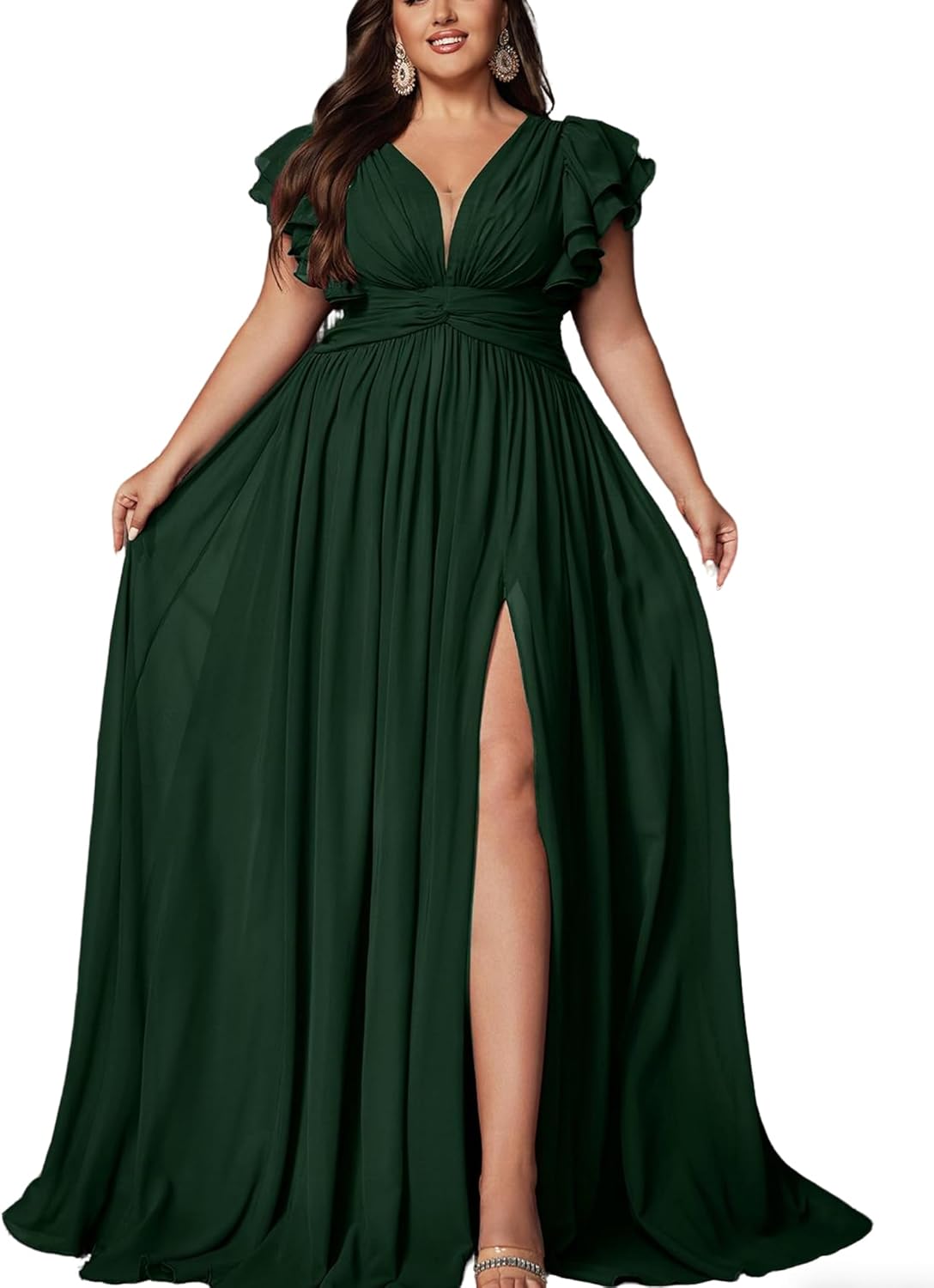 Women's Plus Size Bridesmaid Dresses Chiffon Wedding Guest Summer Maxi Dress Elegant Prom Evening Party Cocktail Gown