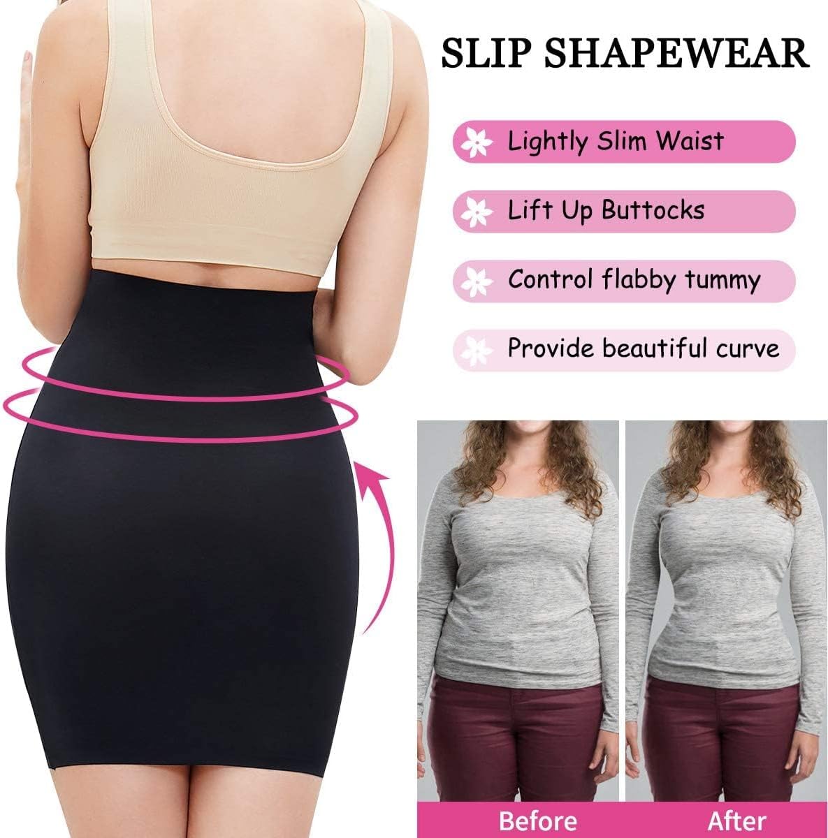 SLIMBELLE Half Slips Shaper Cool Comfort Seamless Slip Shapewear Under Dress Tight Skirt Undergarments - Image 2