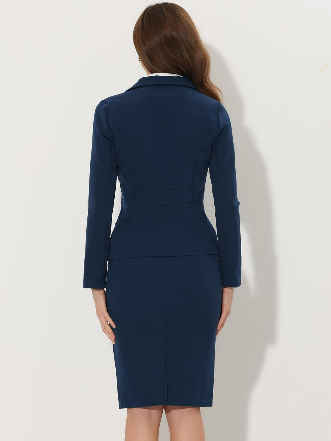 Allegra K Women's 2 Piece Suit Skirt Set Business Casual Outfits Long Sleeve Blazer and Pencil Skirt - Image 4