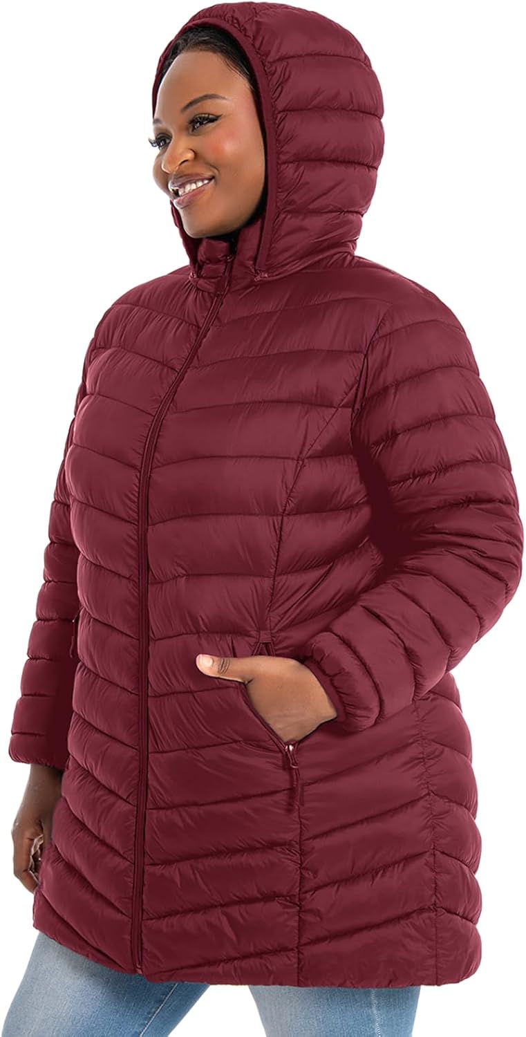 Women's Plus Size Packable Puffer Jacket 1X-6X Lightweight Winter Puffer Coat - Image 2