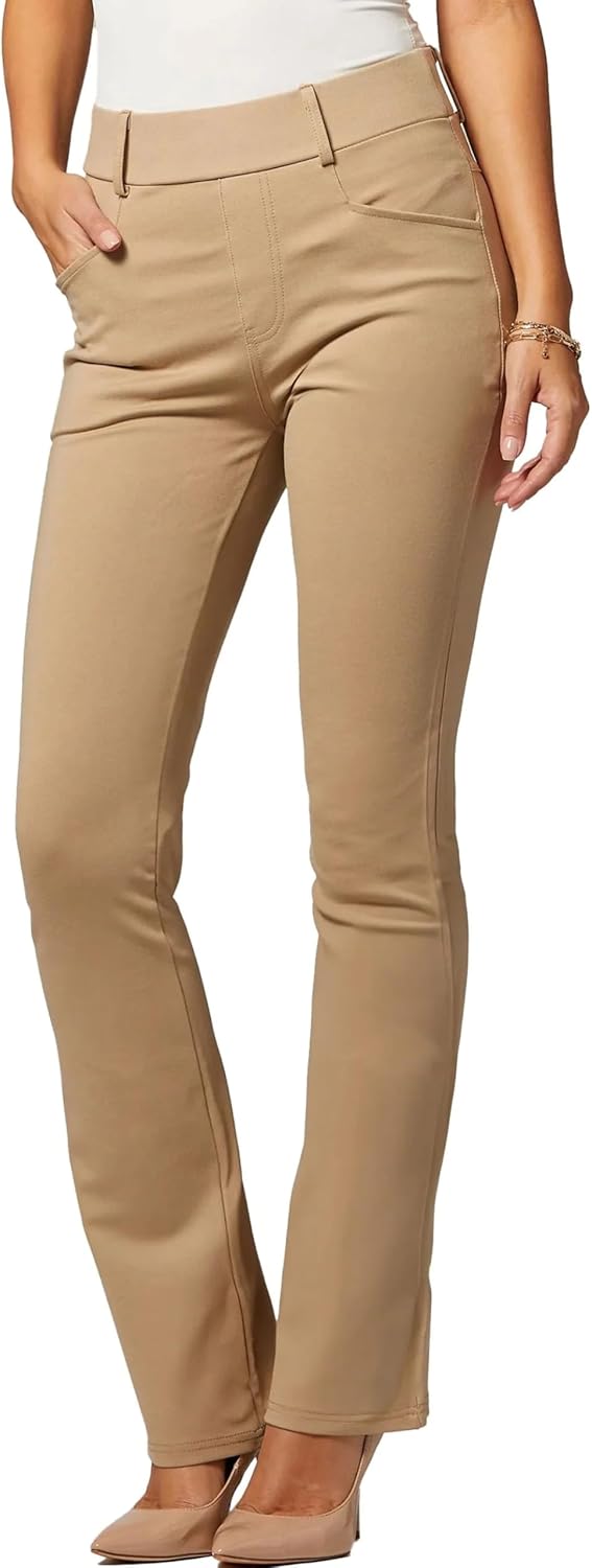 Stretch Slacks for Women - Wear to Work - Tummy Control Waistband - Bootcut Dress Pants with Pockets (Available in Plus Size)