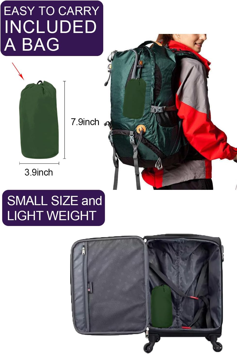 Lomon Women Waterproof Lightweight Rain Jacket Active Outdoor Hooded Raincoat - Image 4