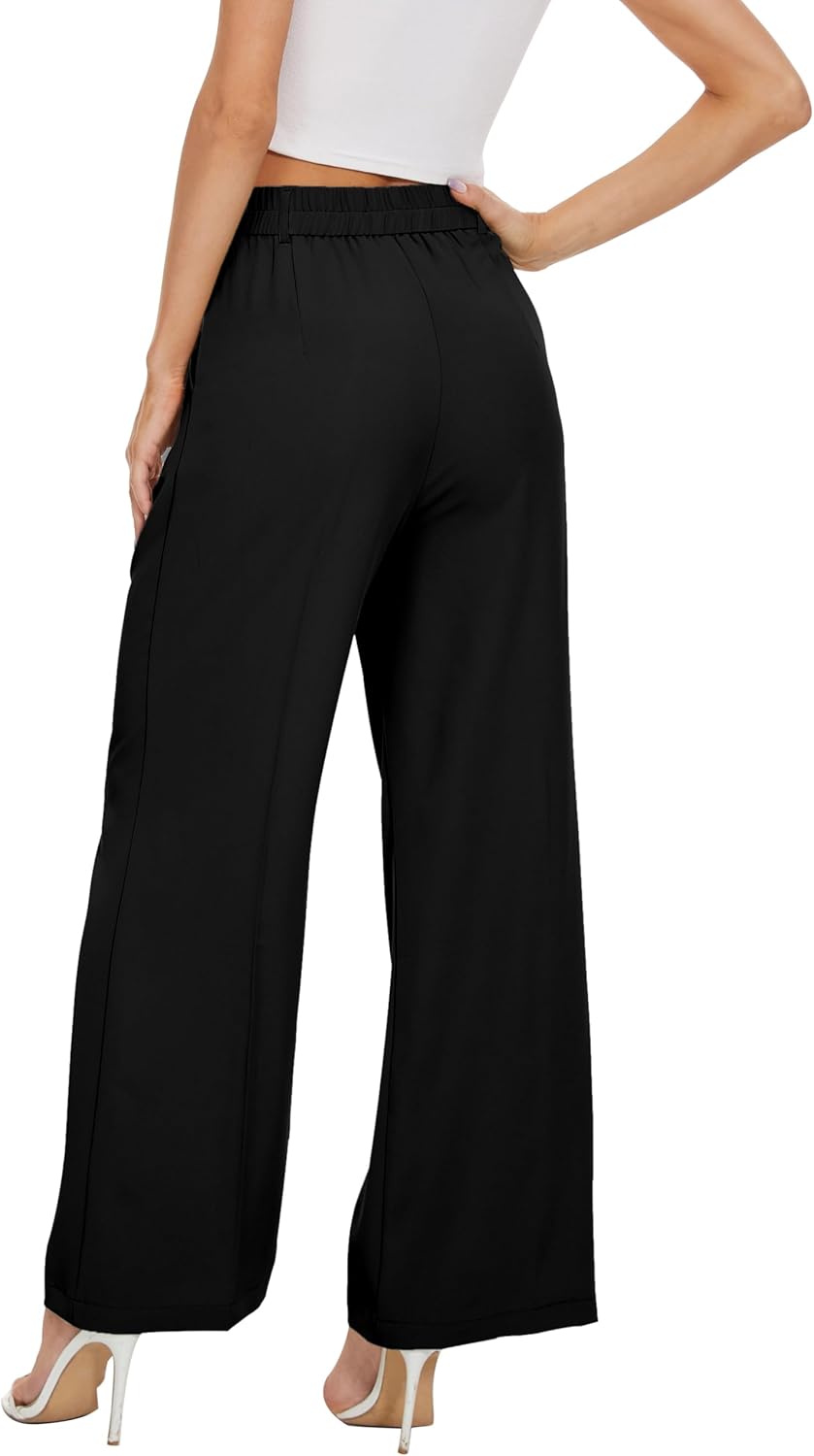 FUNYYZO Wide Leg Pants Women's High Elastic Waisted in The Back Business Work Trousers Long Straight Suit Pants - Image 5