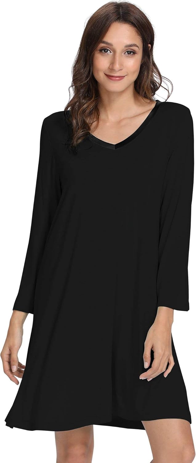 GYS Womens Bamboo Viscose Nightgown Super Soft Lightweight Night Shirts for Sleeping