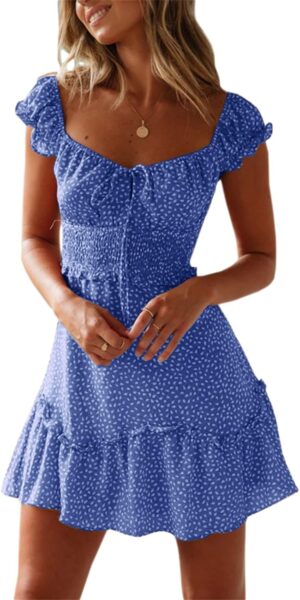 Valphsio Womens Smocked Dress Ruffl...