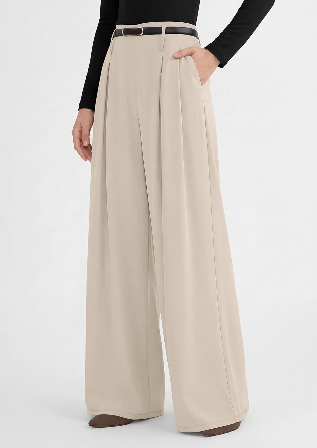 PRETTYGARDEN Womens Wide Leg Trousers 2026 Elastic High Waisted Dress Pants Pleated Slacks Flowy Business Work Palazzo Pants - Image 7
