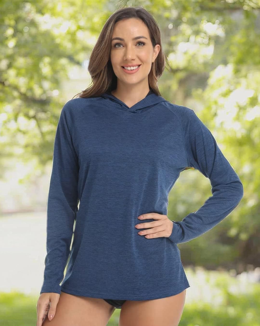 KEFITEVD Womens UPF 50+ Sun Hoodie Shirt Long Sleeve Fishing Hiking Hooded UV Shirts Lightweight Quick Dry Tops - Image 8