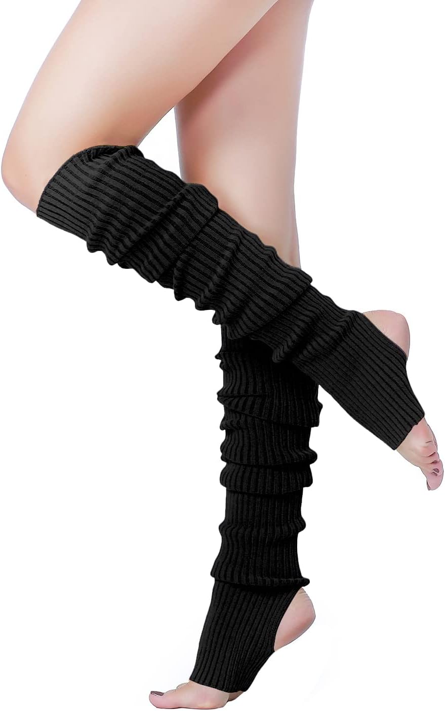 v28 Long Leg Warmer, Women’s Men 80s Party Ribbed Knit Dance Sports