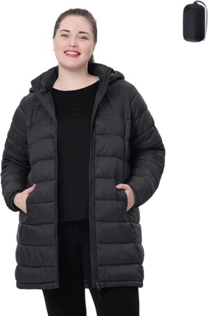 Plus Size Women Packable Puffer Jac...