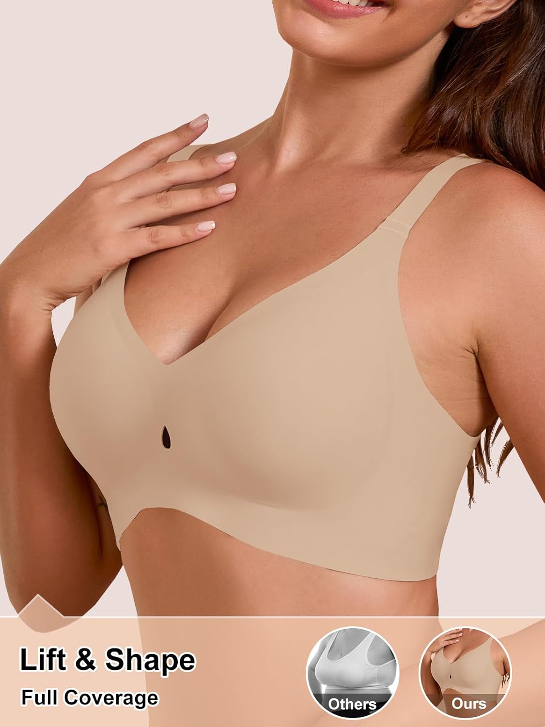 COCOMARTS Jelly Bras for Women No Underwire Seamless Push Up Bra Full Support Comfort Bralettes Wireless Plunge Everyday Bra - Image 2