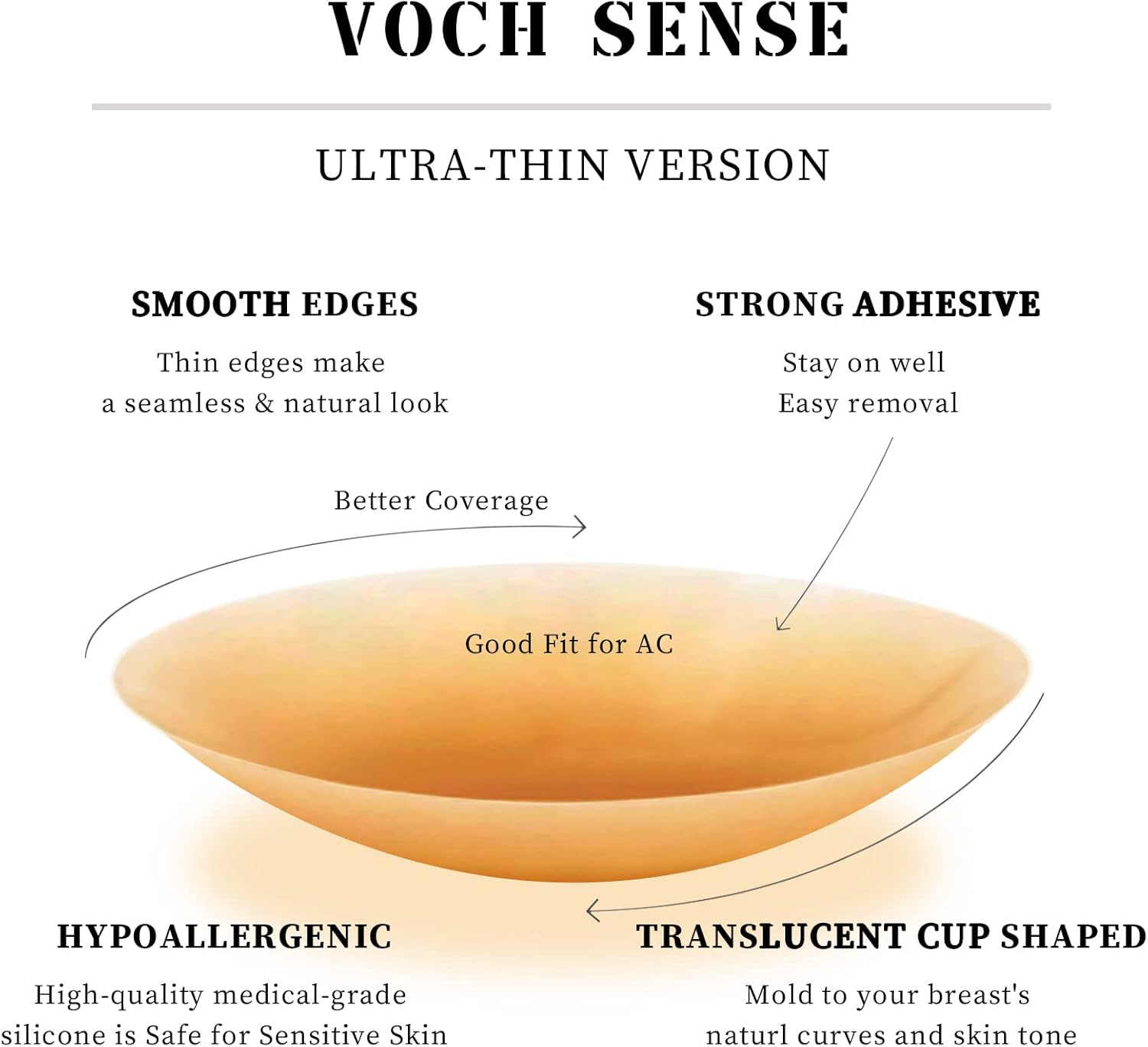 VOCH GALA Nipple Covers 2 Pairs-Seamless and Sheer Adhesive Silicone Nipple Pasties for Women Reusable, Sticky Breast Petals - Image 2