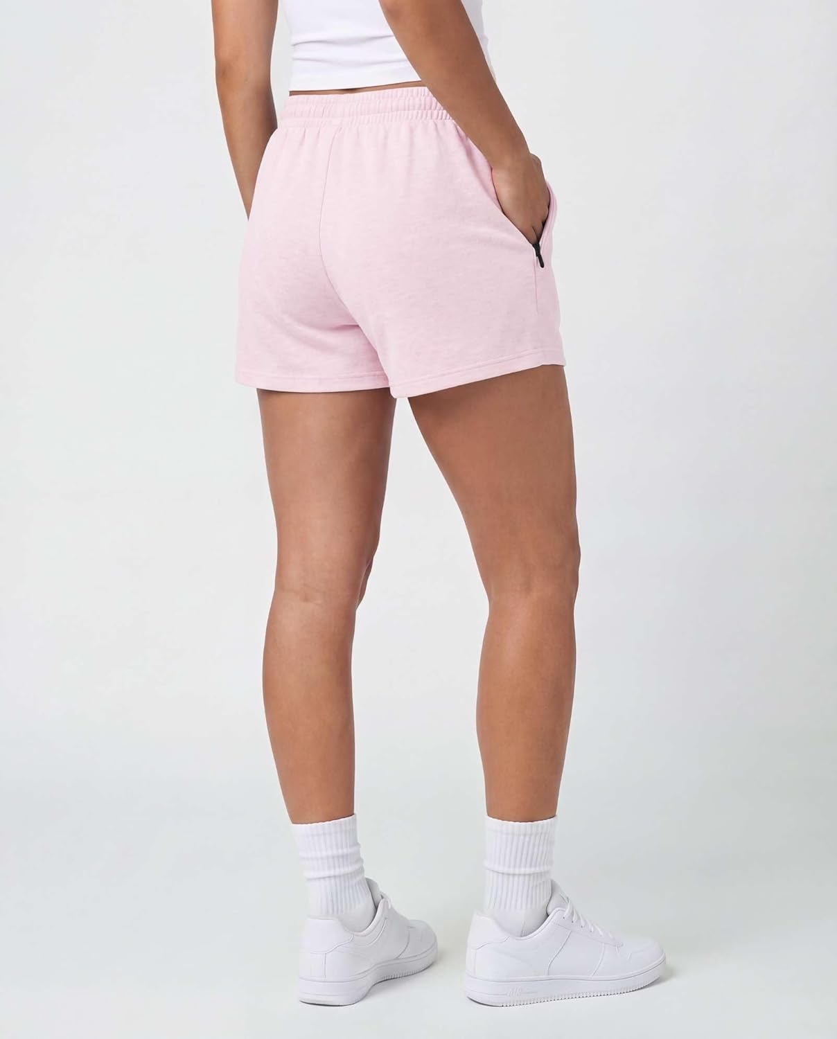 Real Essentials 4 Pack: Womens Athletic Dry-Fit Lounge Shorts with Zipper Pockets (Available in Plus Size) - Image 3