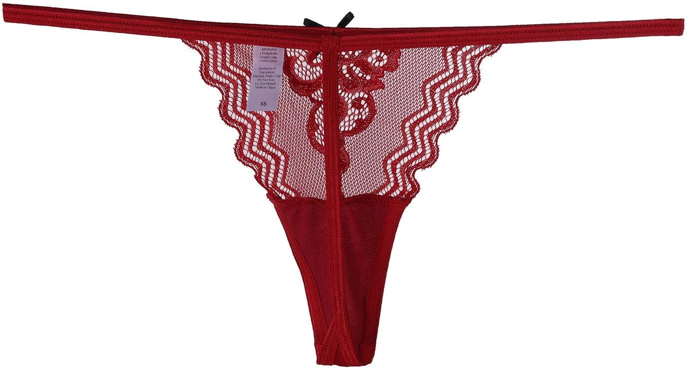 Pack of 6 Women Lacy G-String Thongs No Show Panties Sexy Underwear Assorted Lace Pattern and Colors - Image 5