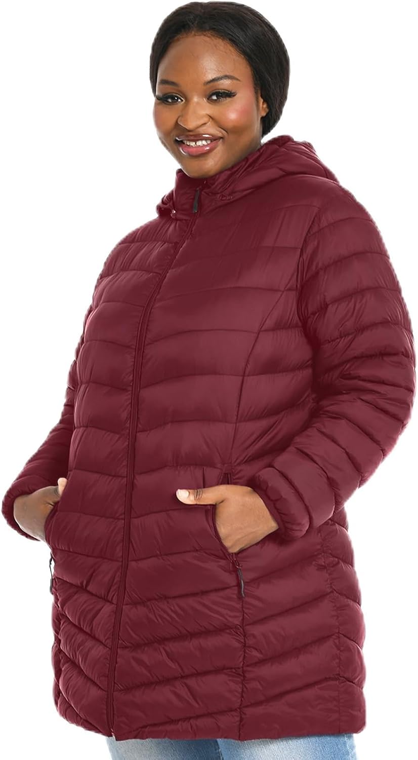 Women's Plus Size Packable Puffer Jacket 1X-6X Lightweight Winter Puffer Coat