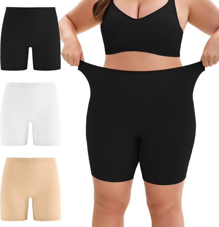INNERSY Plus Size Womens XL-5XL Slip Shorts for Under Dresses Anti-Chafing Smooth Summer Shorts 3-Pack