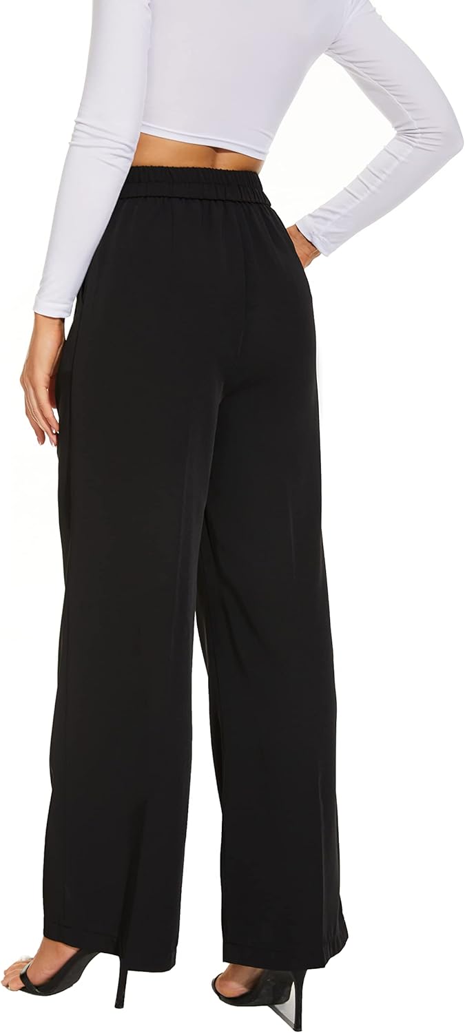 FUNYYZO Wide Leg Pants Women's High Elastic Waisted in The Back Business Work Trousers Long Straight Suit Pants - Image 6