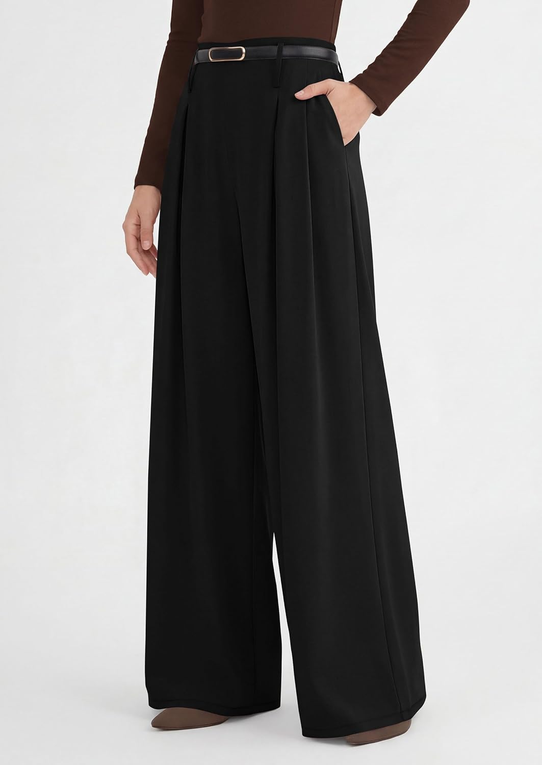 PRETTYGARDEN Womens Wide Leg Trousers 2026 Elastic High Waisted Dress Pants Pleated Slacks Flowy Business Work Palazzo Pants - Image 7