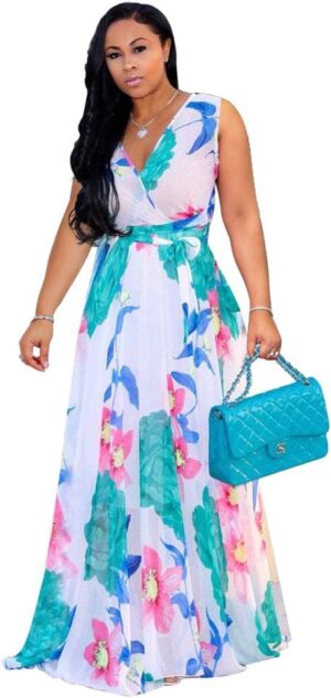 Nuofengkudu Womens Chiffon Deep V-N...