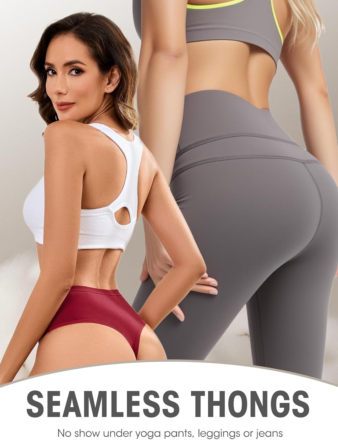 sosusu Seamless Underwear for Women Cotton Thongs High Waisted Soft Breathable No Show Panties Invisible Stretch 6 Pack - Image 4