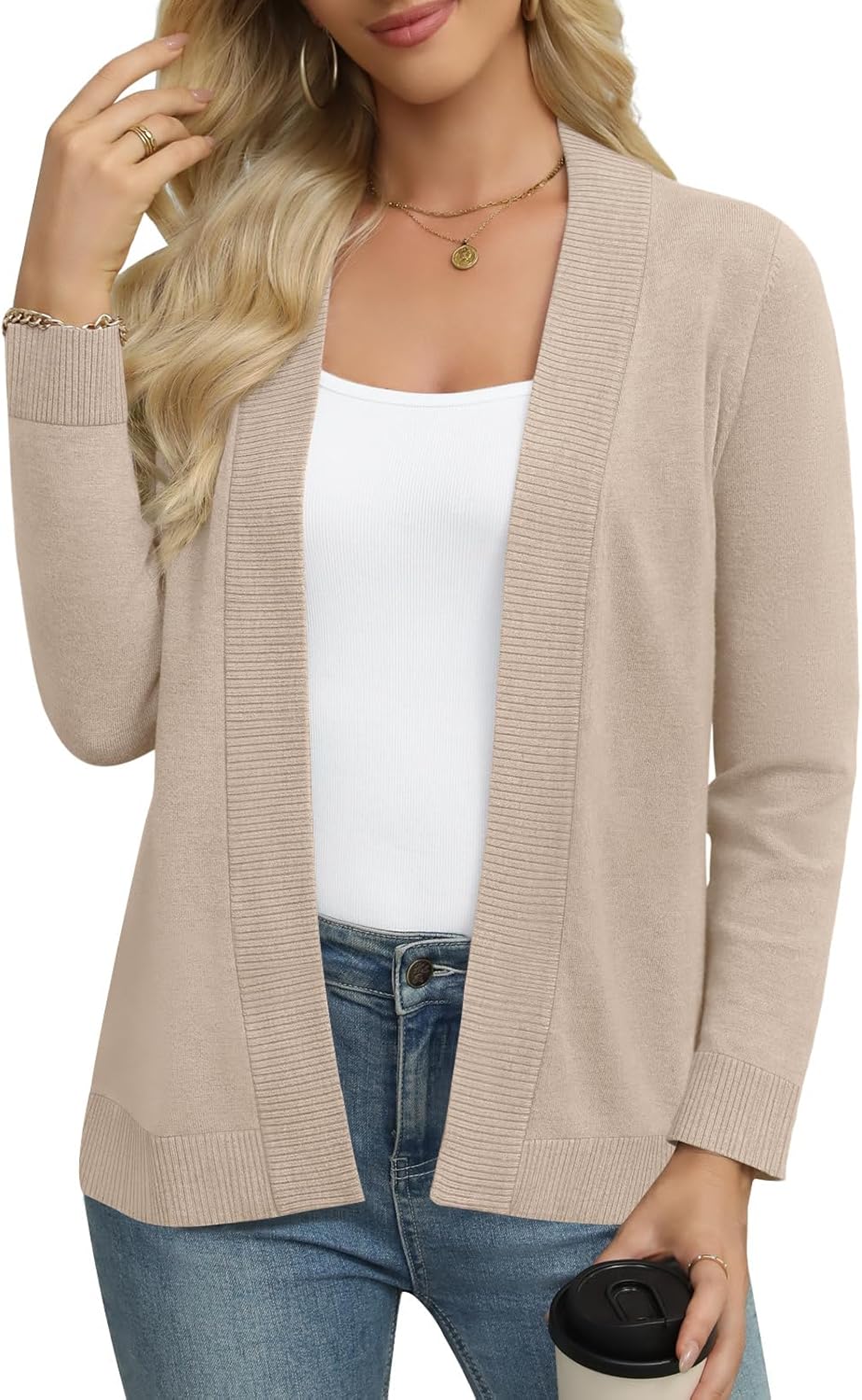 Women's Lightweight Cardigan Sweaters Long Sleeve Open Front Knit Casual Classic Cardigans - Image 3