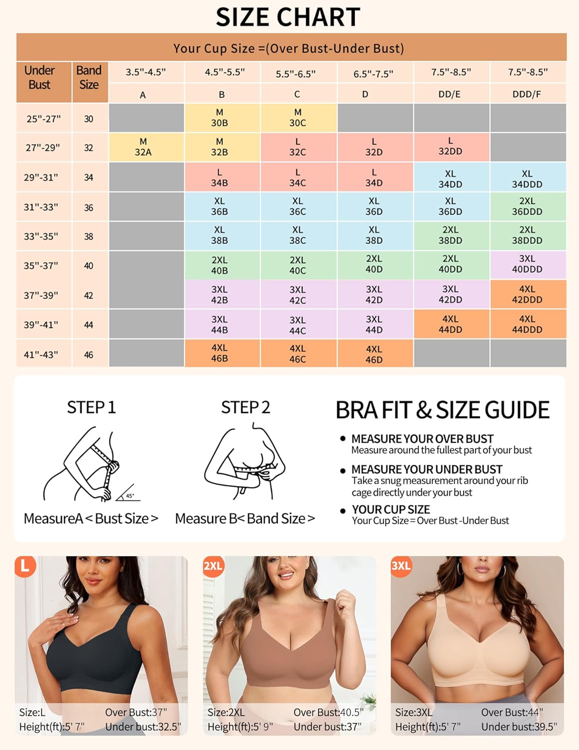 PoseFree Womens Seamless Wireless Supportive Bra Push Up Comfort Soft No Underwire Full Coverage T-Shirt Bra - Image 6