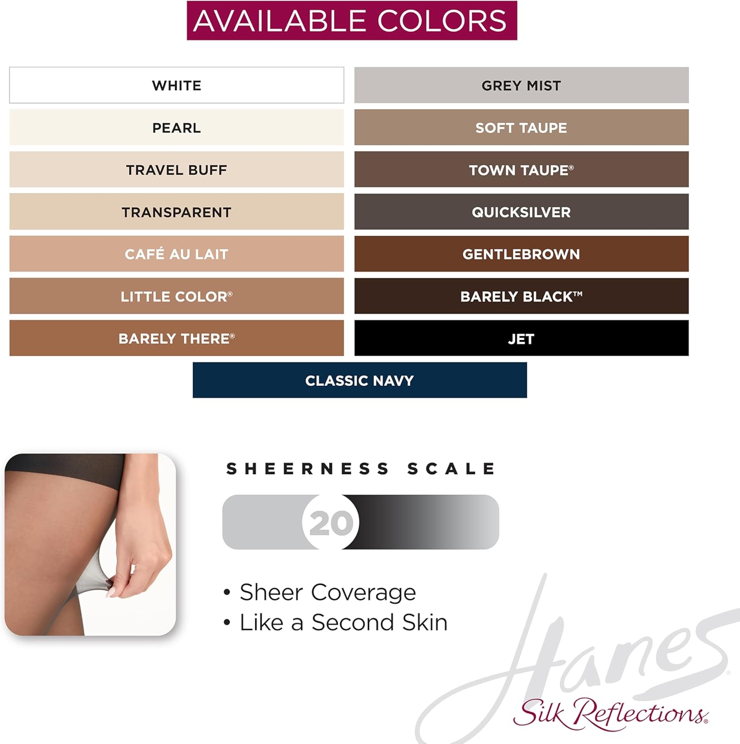 Hanes Silk Reflections Women's Control Top Sheer Toe Silky Pantyhose - Image 5