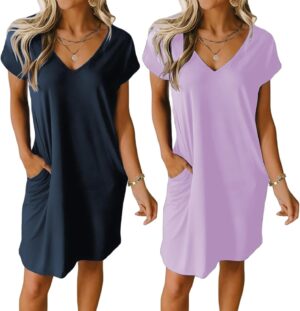 Ekouaer Womens 2 Pack Nightgown V N...