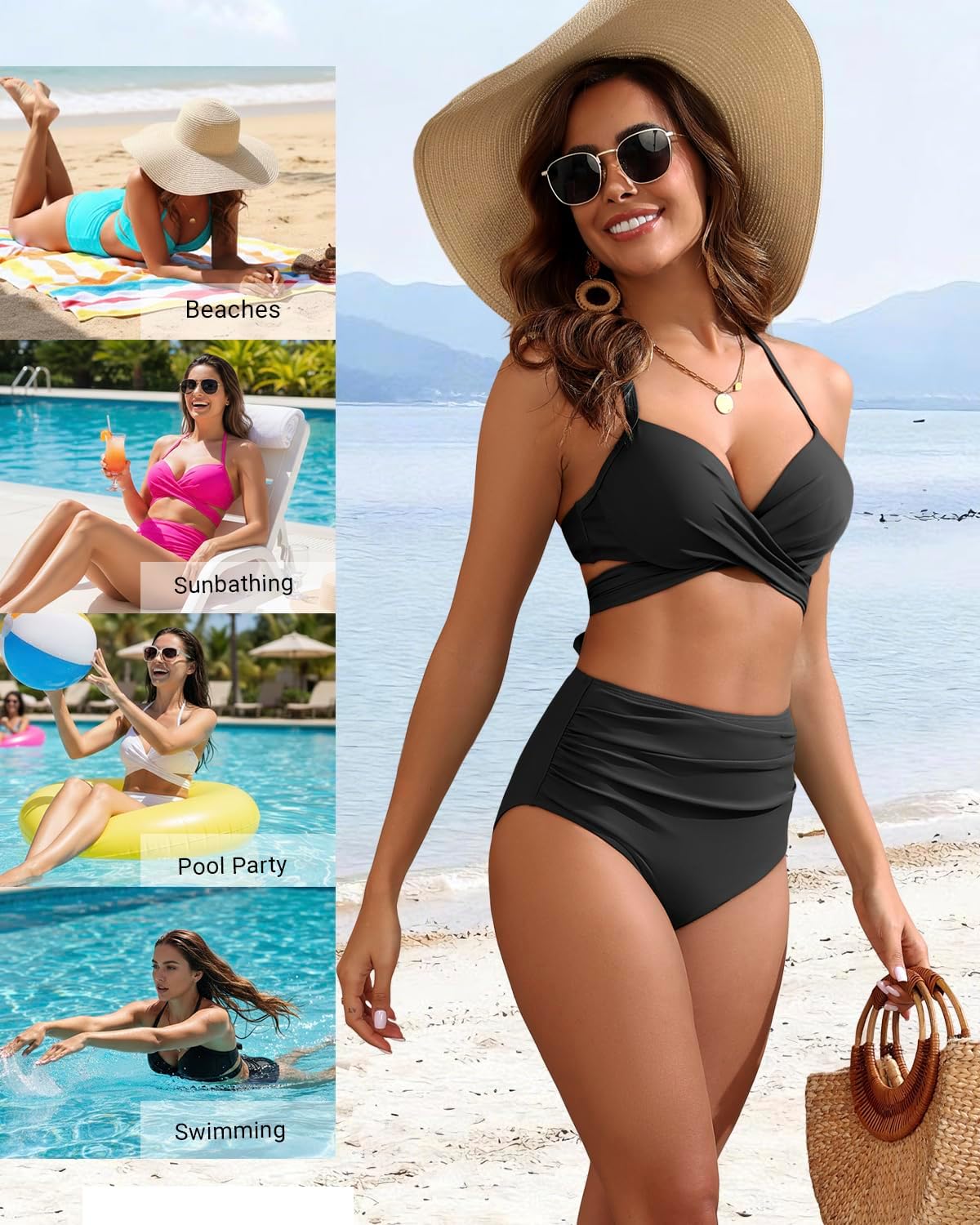High Waisted Underwire Bikini Sets - Women 2025 Two Piece Swimsuits Halter Bathing Suits with Tummy Control Bottom - Image 6