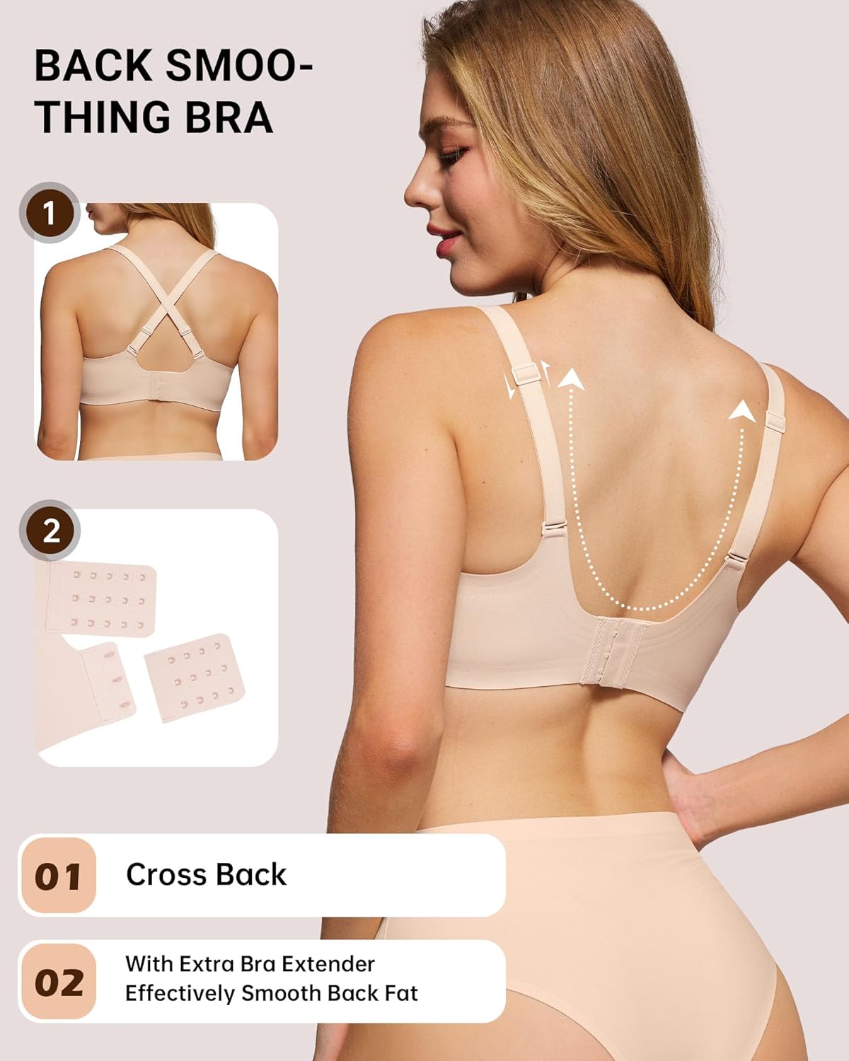 HORISUN Wireless No Underwire Bra for Women V-Neck Lace Trim Jelly Supportive Seamless Bra Comfortable Tshirt Bralette - Image 3