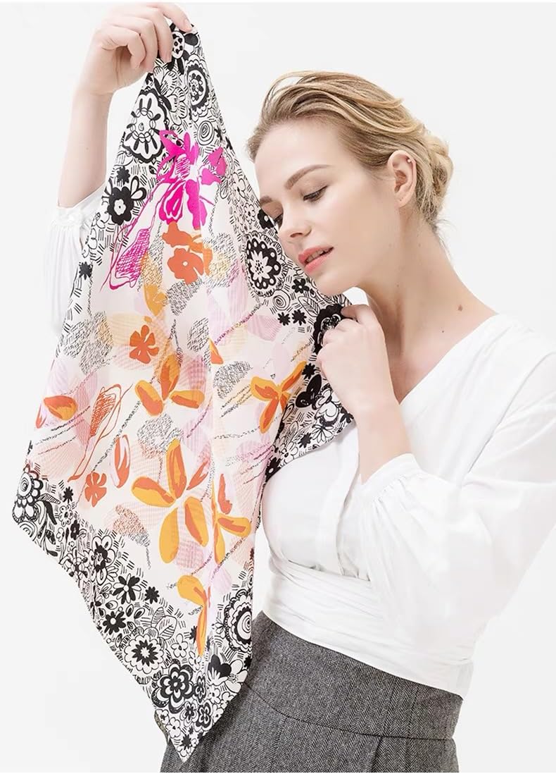 MEISEE Mulberry Silk Scarfs Women Small Square Scarf 21" x 21" Breathable Lightweight Neckerchief Headscarf - Image 2