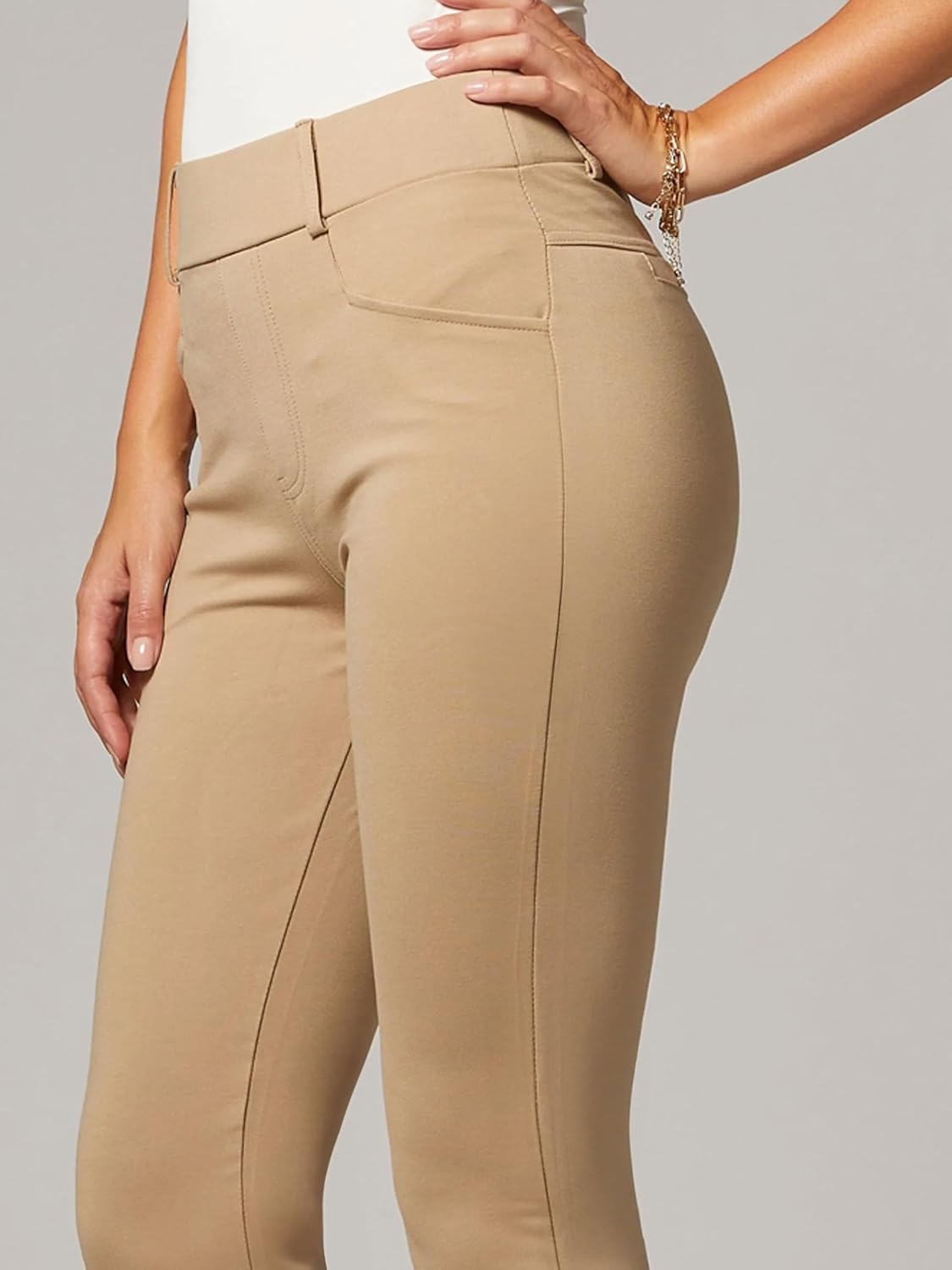 Stretch Slacks for Women - Wear to Work - Tummy Control Waistband - Bootcut Dress Pants with Pockets (Available in Plus Size) - Image 3