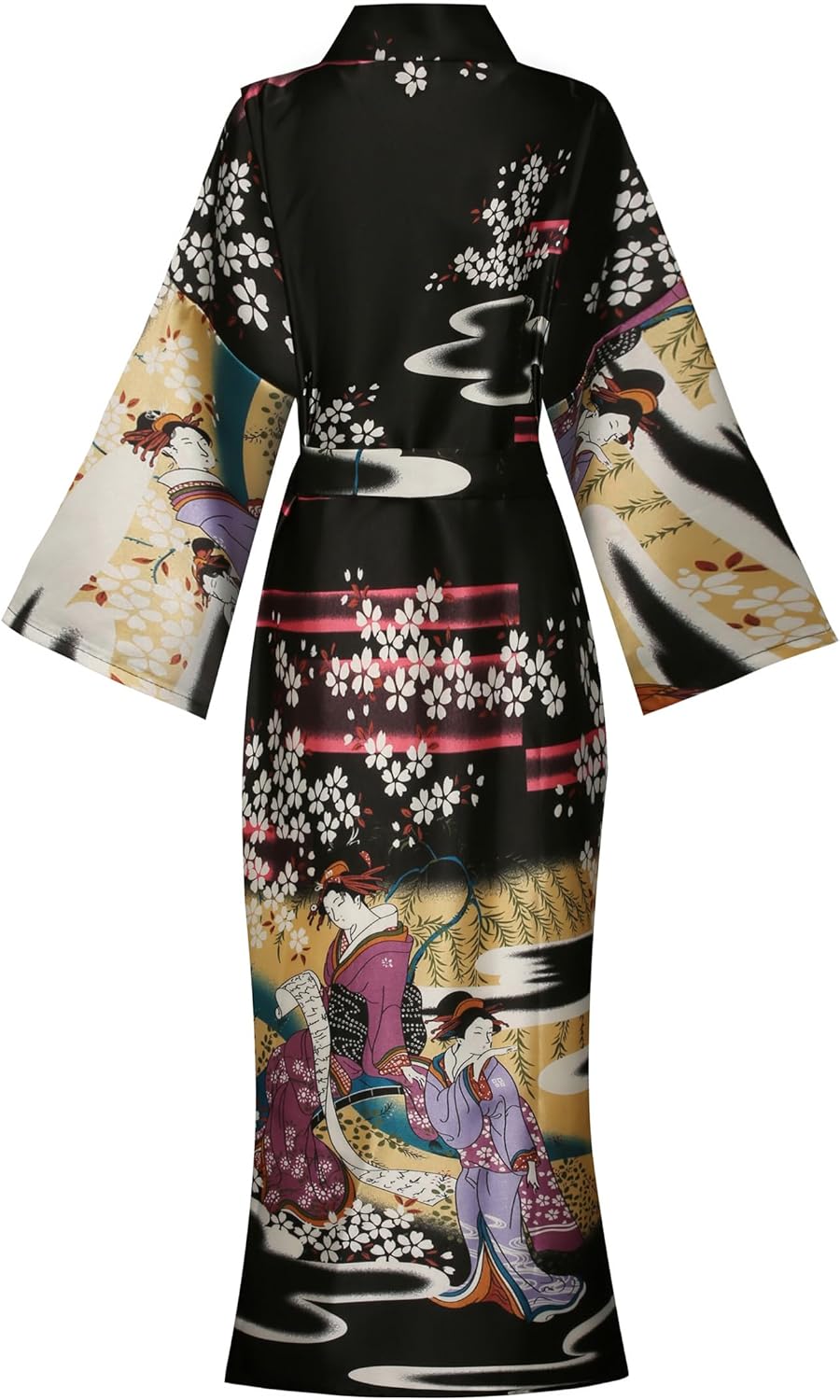 Women's Floral/Patterned Silky Kimono Robes Long Satin Bathrobes Sleepwear Loungewear - Image 2