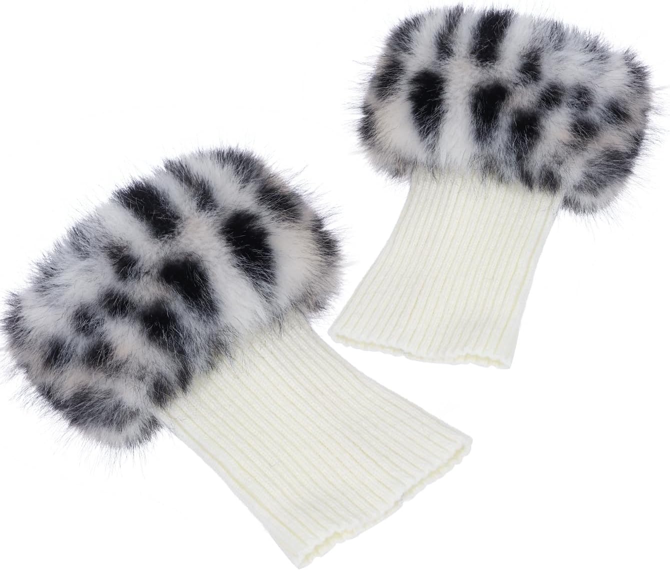 LA CARRIE Women Faux Fur Plush Leg Warmers Short Furry Fuzzy Leg Cuffs Girls Winter Knitted Boot