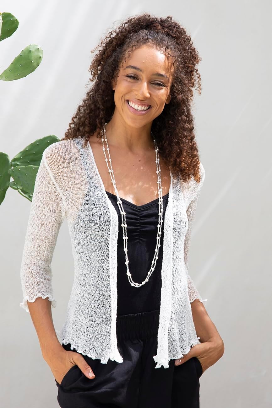 Back From Bali Womens Sheer Shrug Cardigan Lightweight Knit - Image 3