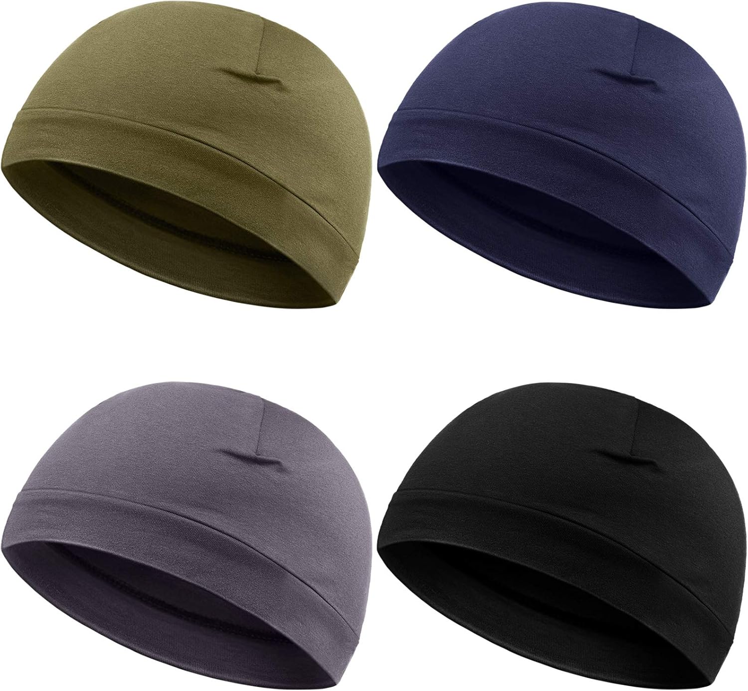 Syhood 4 Pcs Cotton Skull Caps for Men Women Breathable Beanie Thin Sleep Hat Night Running Cap Helmet Liner for Cycling Gym