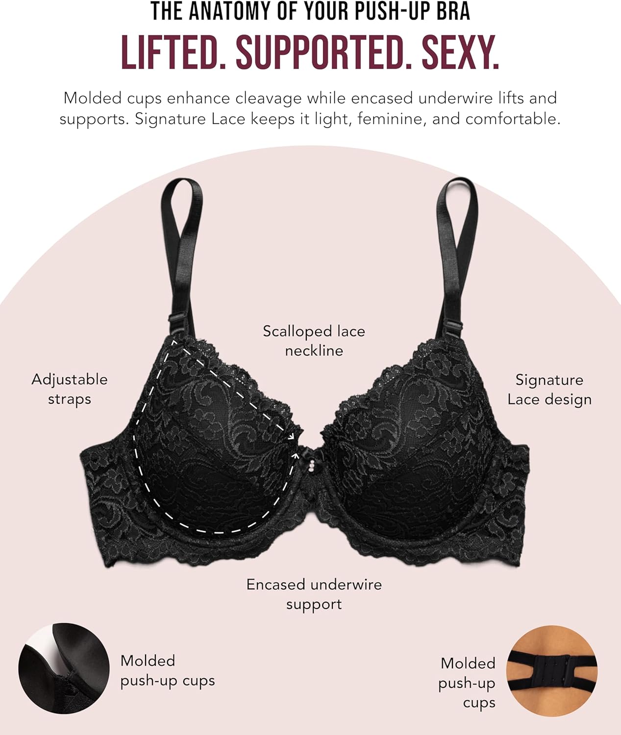 Smart & Sexy Women's Signature Lace Push-up Bra - Perfect for Seeking Effortless Style and Comfort - Image 5
