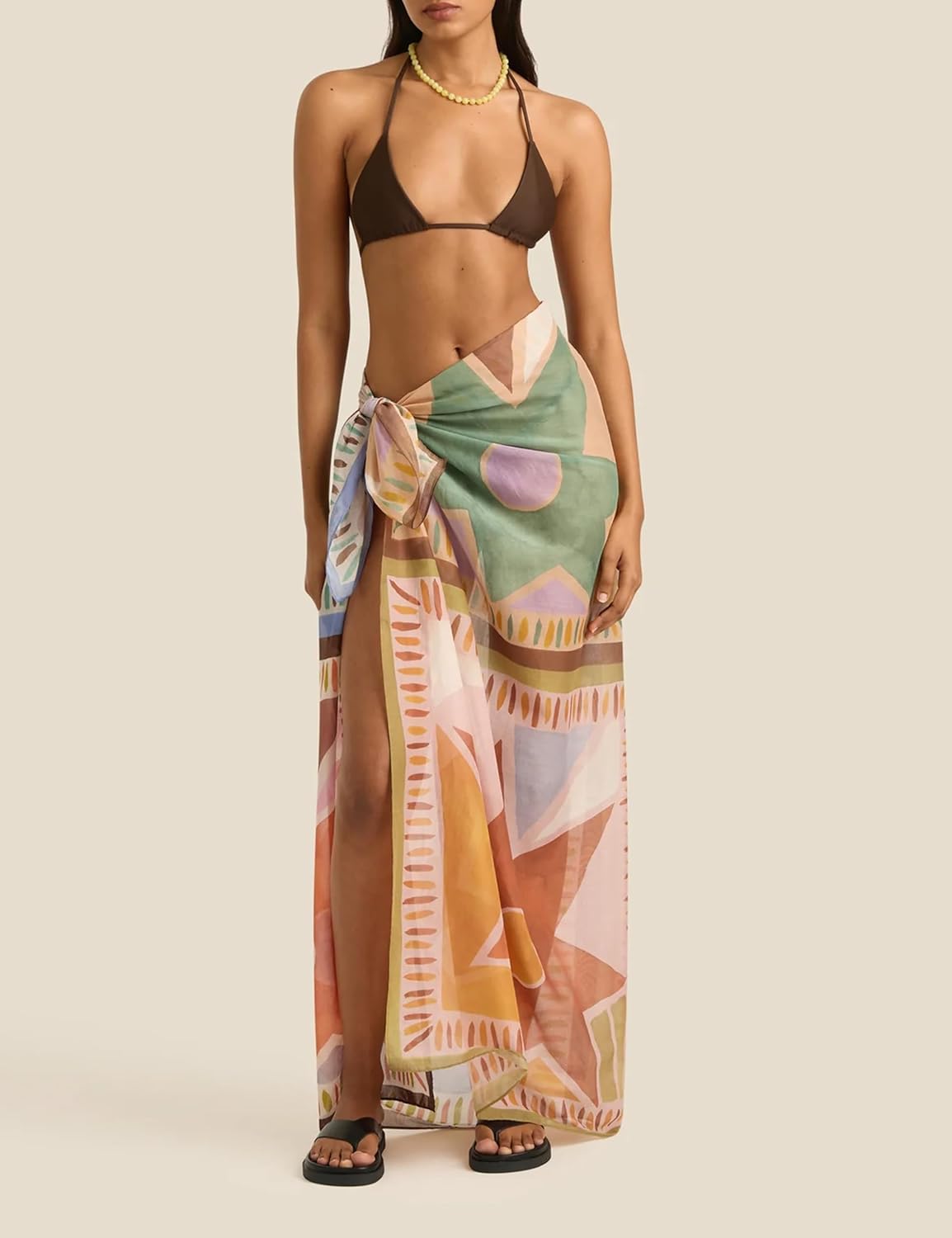 Fiona Jolin Women's 2026 Sarong Pareo Cotton Beach Coverups Lightweight Wrap Skirt Boho Printed Bikini Cover Ups - Image 6
