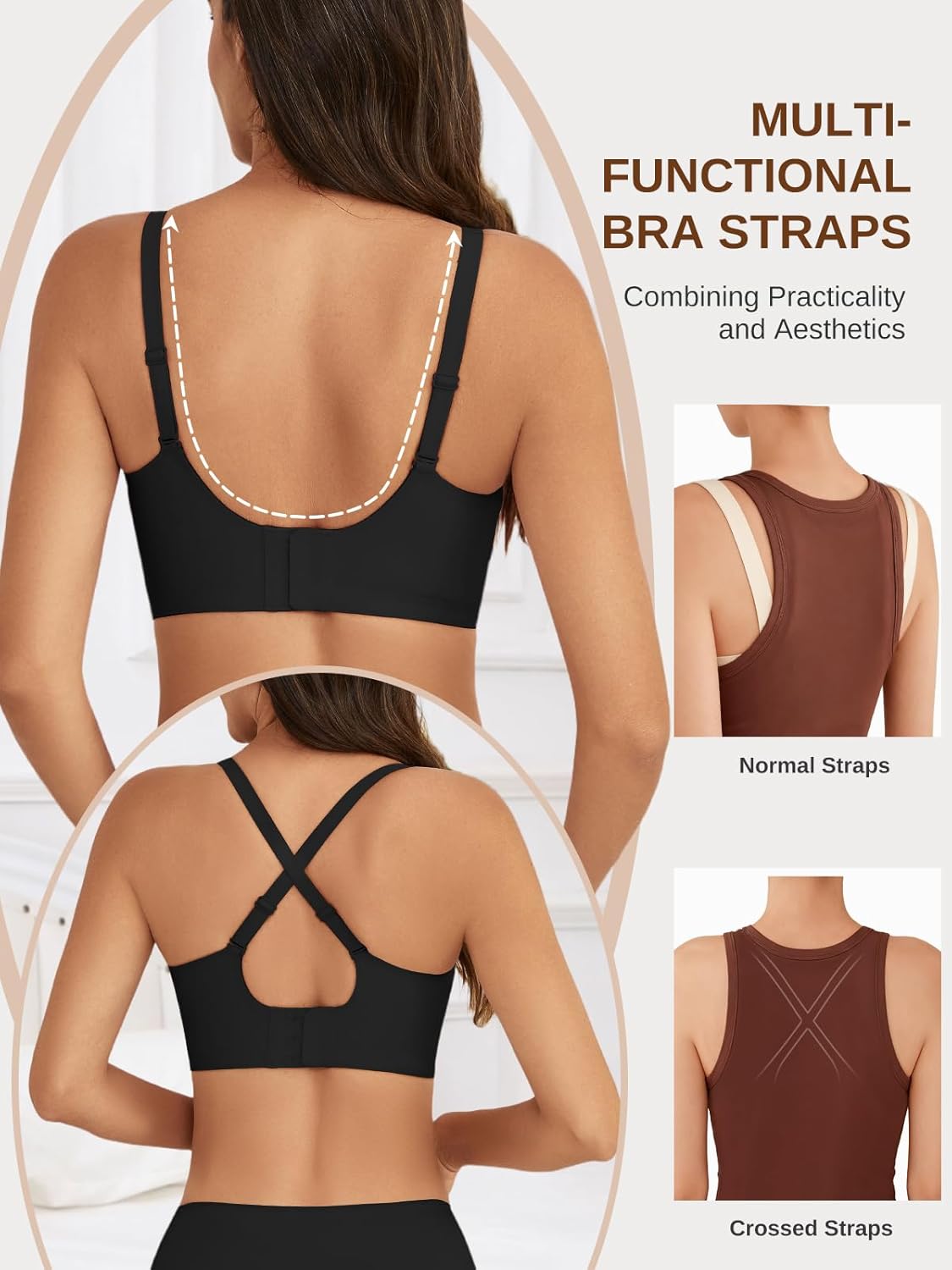 Womens Wireless Bras Comfort Push Up Bra No Underwire Bra Full Supportive Bralette Everyday Plunge Seamless Tshirt Bras - Image 5