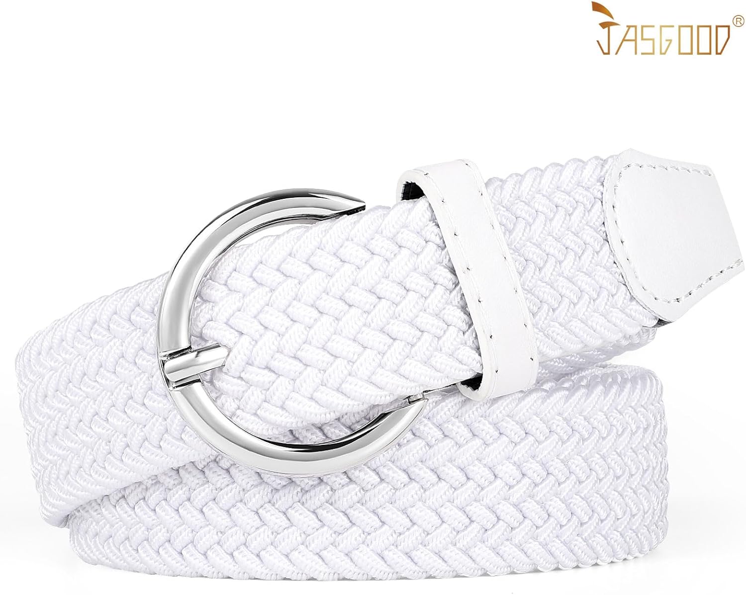 JASGOOD Women Men Braided Woven Elastic Stretch Waist Belt Golf Canvas Fabric Casual Belt for Jeans Pants - Image 3