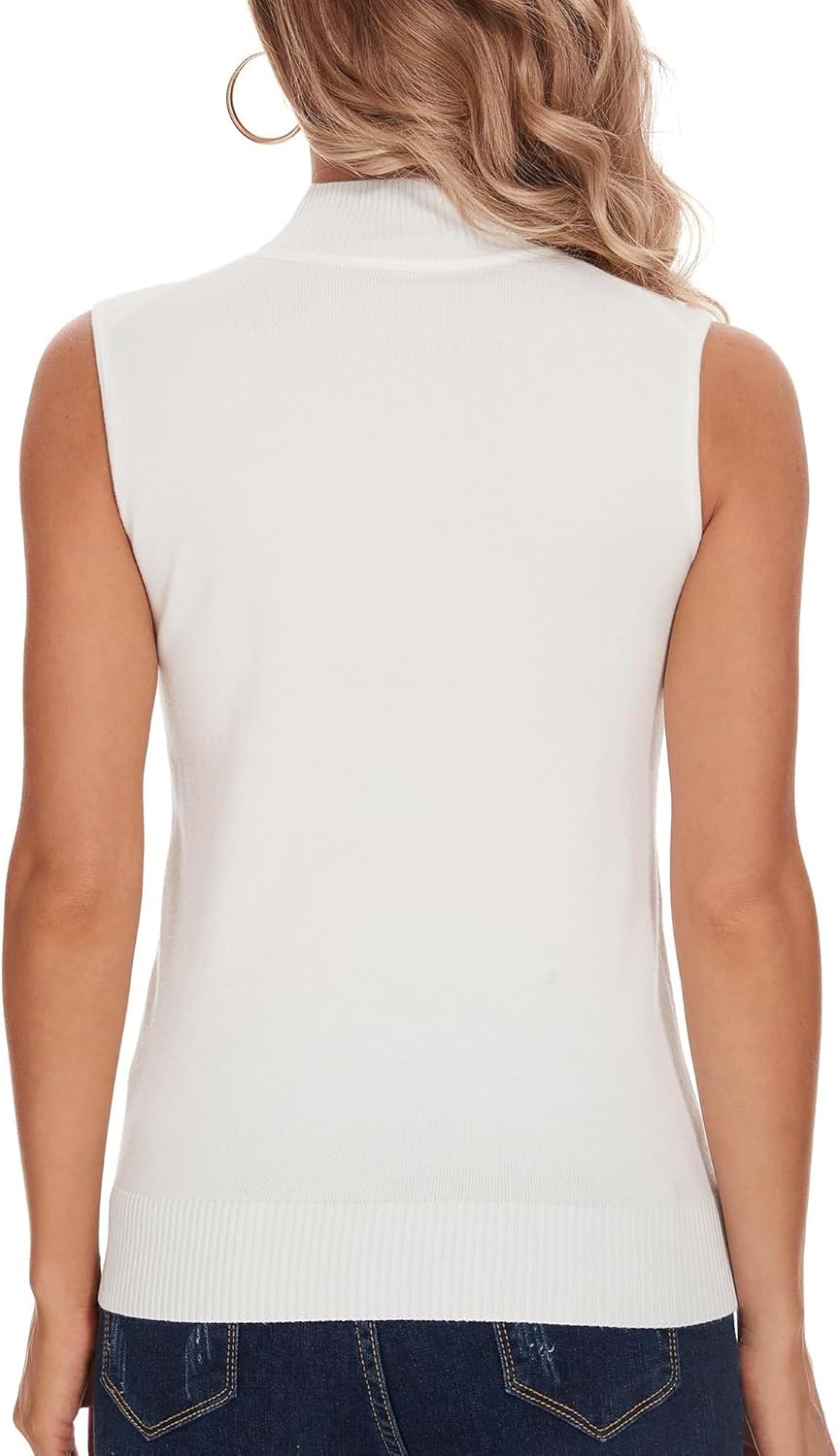 Sleeveless Mock Neck Tops for Women Soft Slim Fit Knit Vest Tops - Image 4