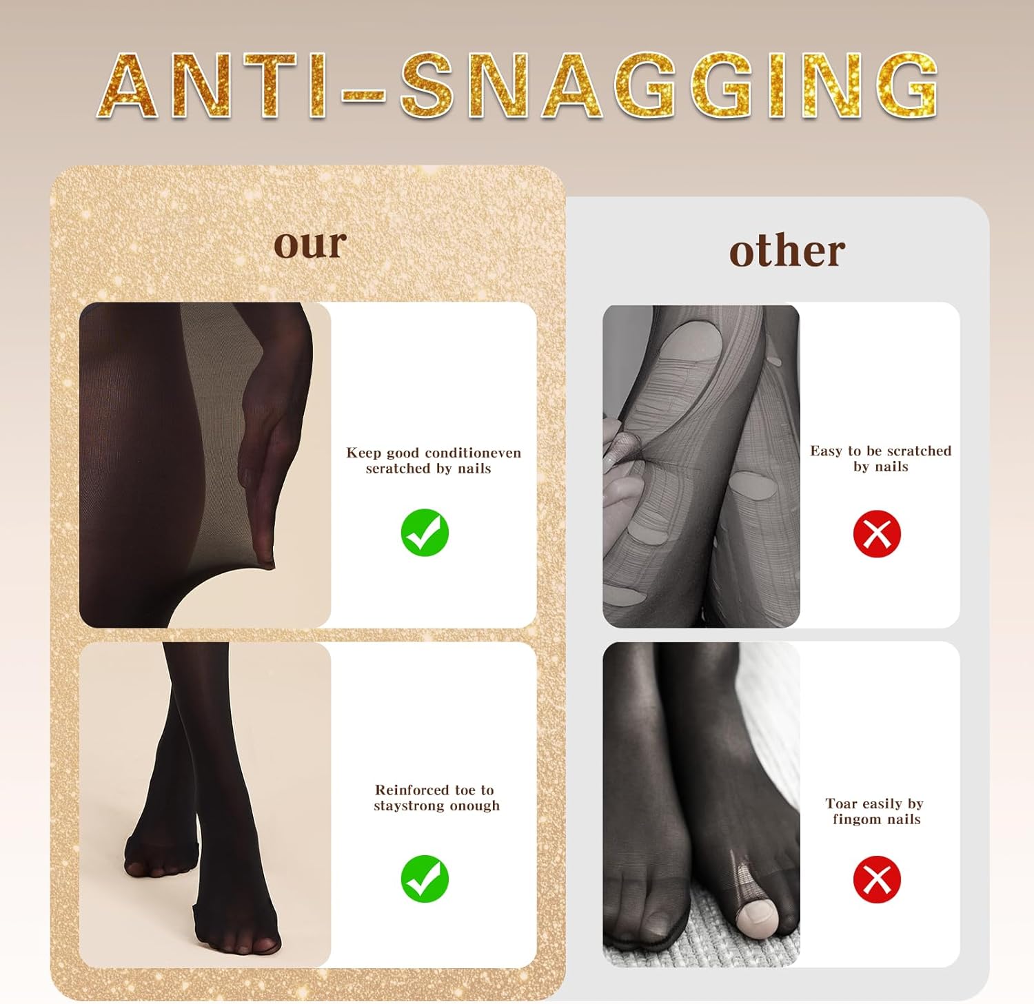 MANZI 2 Pairs Run Resistant Sheer Tights for Women Ultra Soft 15D Non Rip Pantyhose with High Waist - Image 5