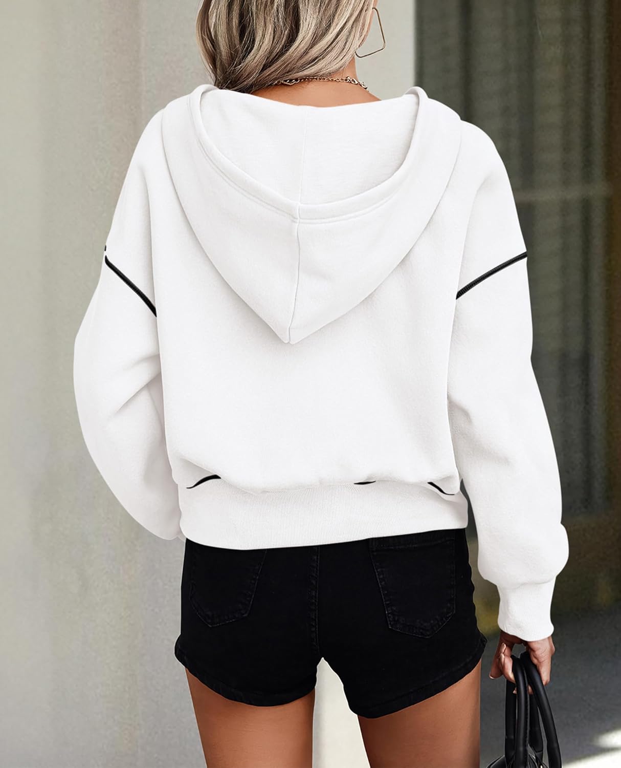 PRETTYGARDEN Women's 2026 Fall Hooded Sweatshirts Long Sleeve Half Zip Cropped Hoodies Pullover Winter Fashion Clothes - Image 2