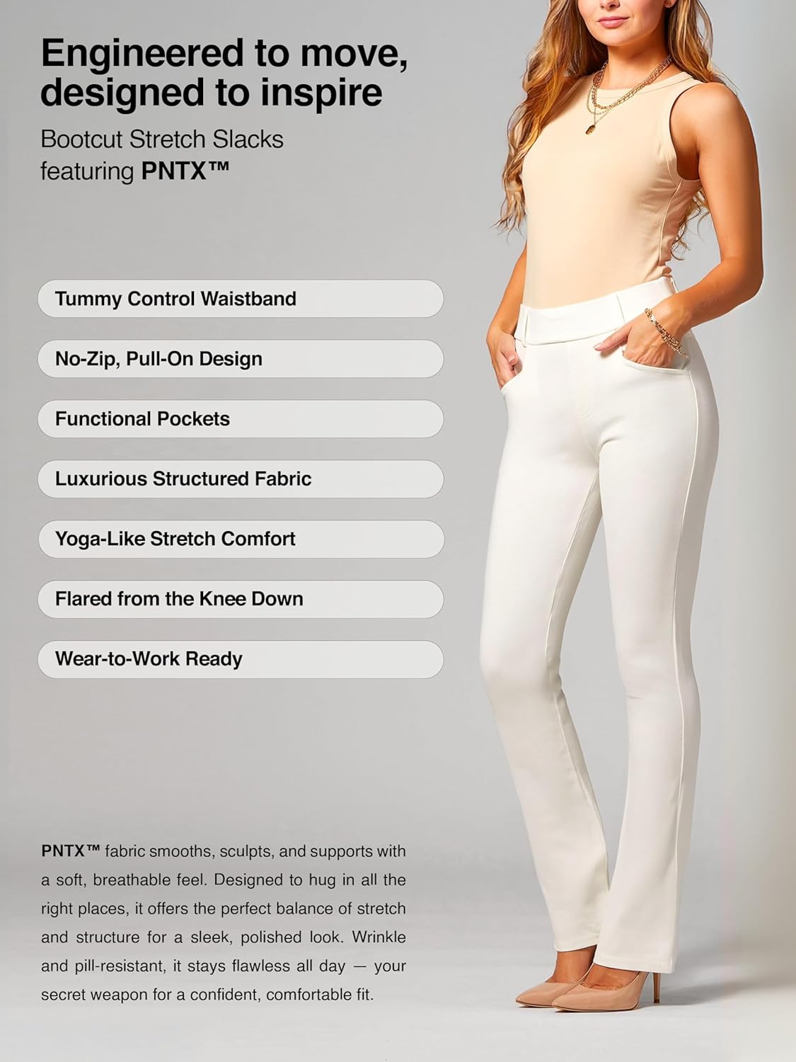 Stretch Slacks for Women - Wear to Work - Tummy Control Waistband - Bootcut Dress Pants with Pockets (Available in Plus Size) - Image 4