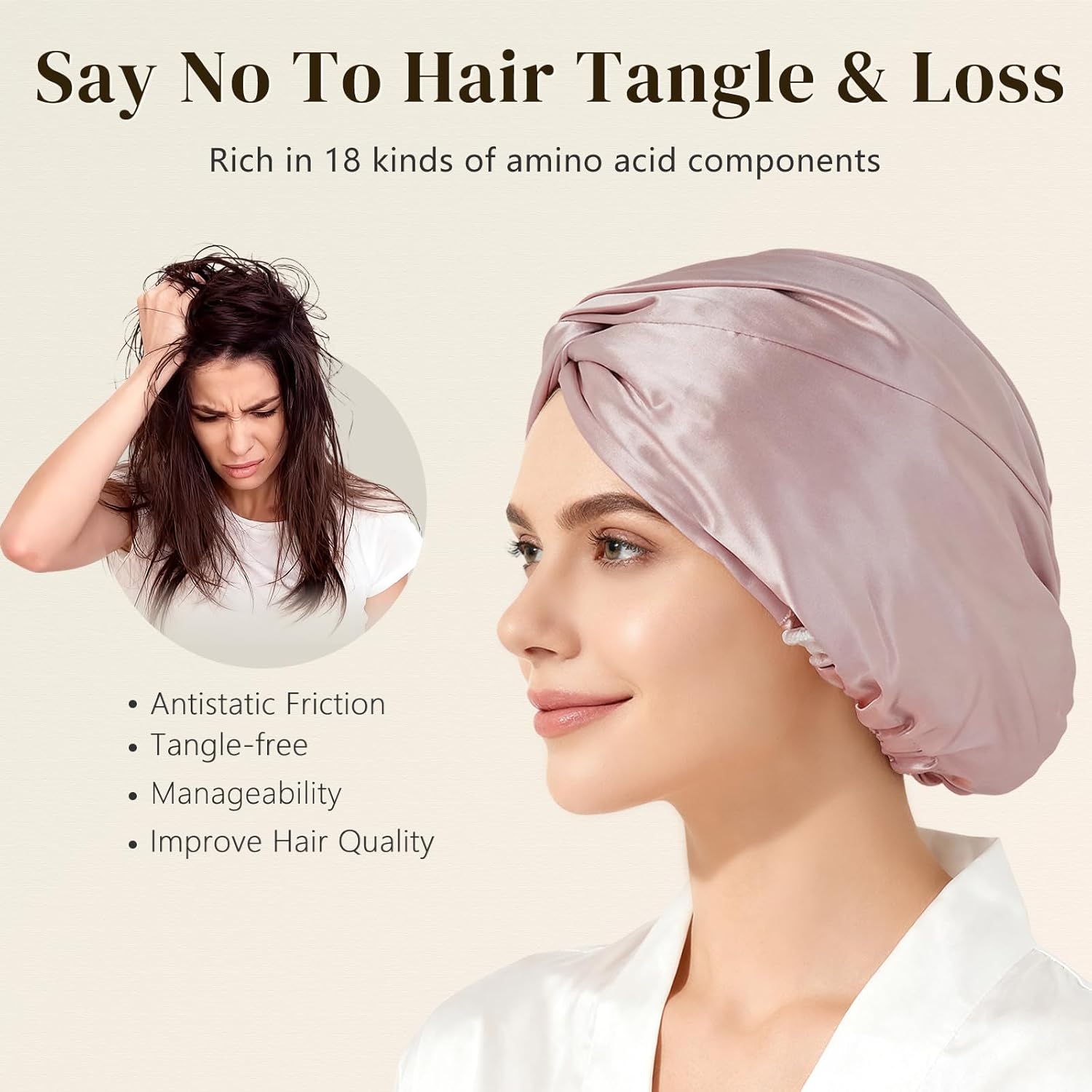 ZIMASILK 22 Momme 100% Mulberry Silk Bonnet for Sleeping & Women Hair Care, Highest Grade 6A Silk Hair wrap for Sleeping with Premium Elastic Stay On Head (1Pc, Pink) - Image 4