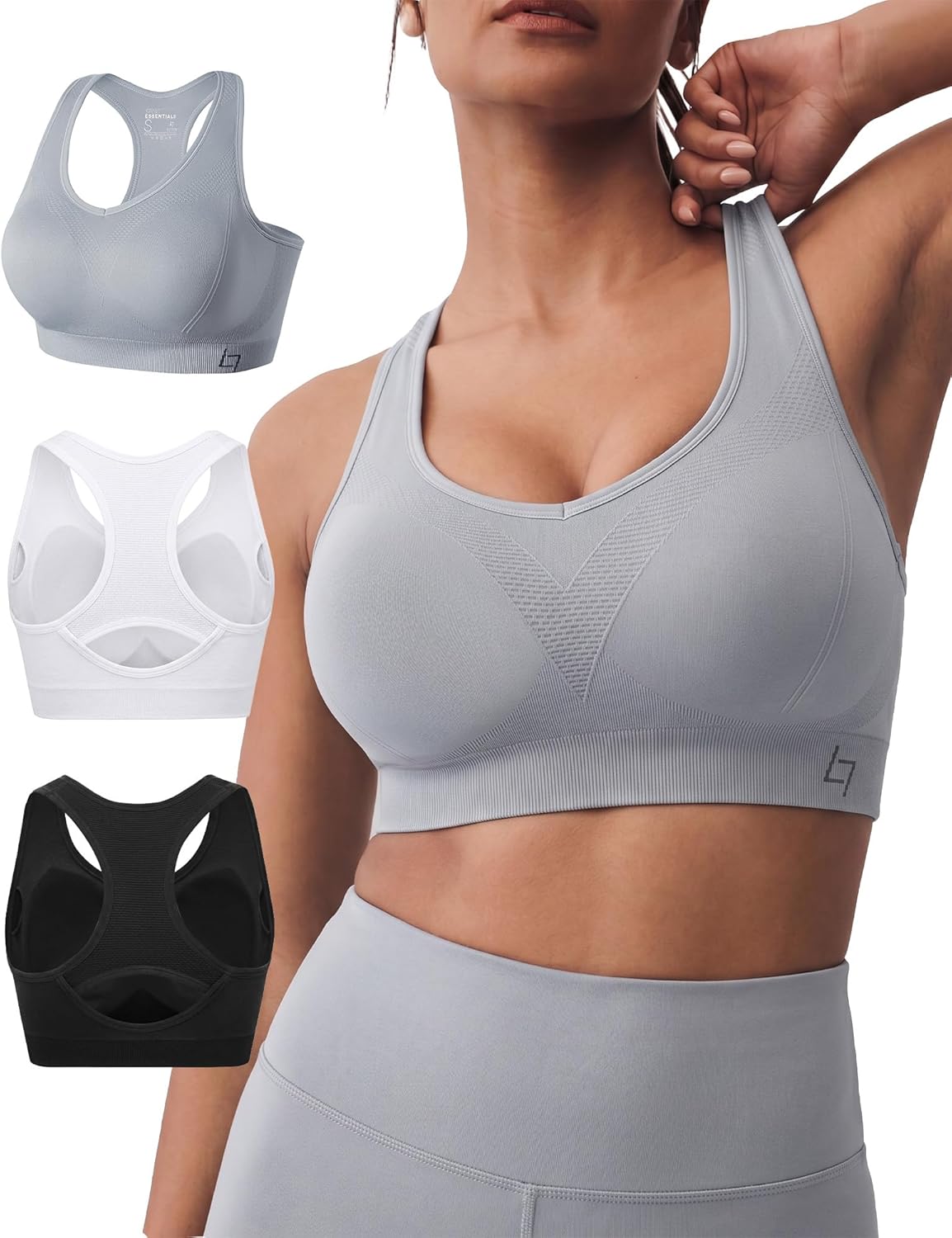 FITTIN Racerback Sports Bras for Women - Padded Comfortable Seamless Support for Yoga Workout Gym - for Plus Size Large Bust