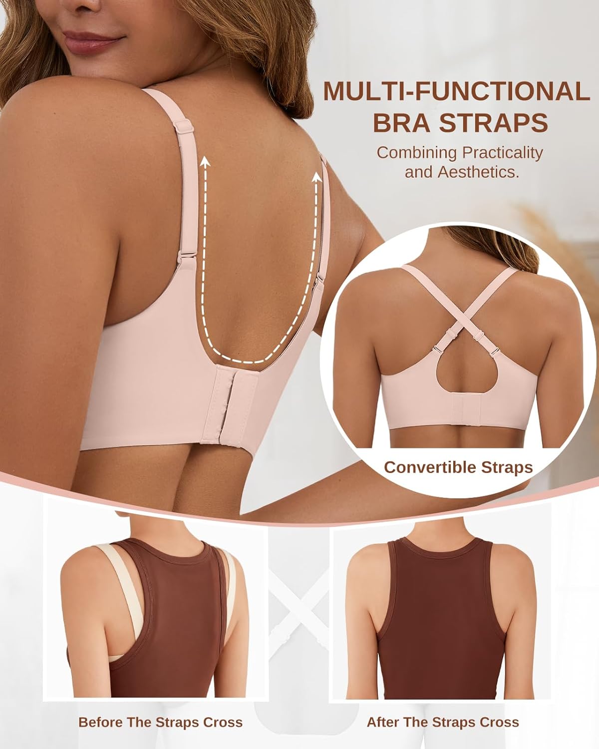 Womens Wireless Bras Push Up Bralette Supportive Everyday Bras Seamless Full Coverage Comfort T-Shirt Bra - Image 5