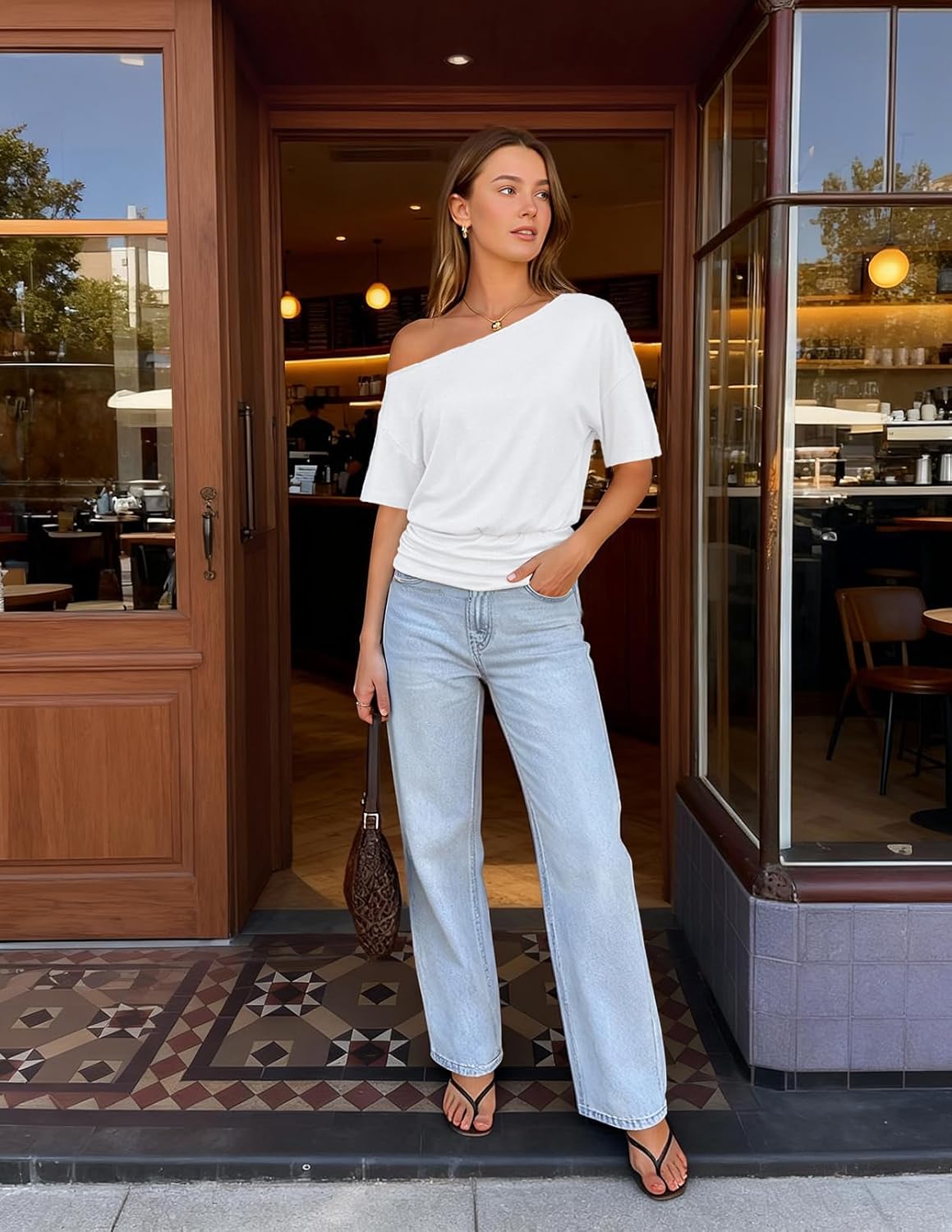 MEROKEETY Women's Off The Shoulder Short Sleeve Tops 2026 Summer Casual Going Out Trendy Y2k T Shirts - Image 7