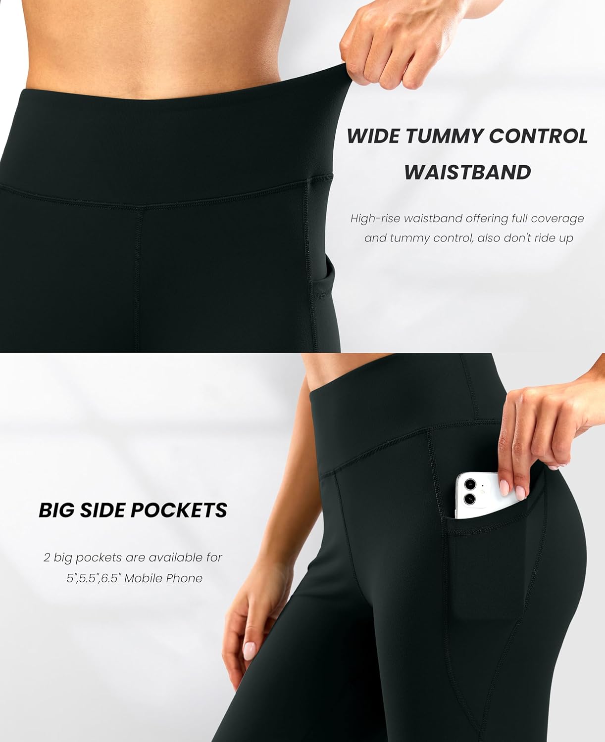 28"/30"/32"/34" Inseam Women's Bootcut Yoga Pants Long Bootleg High-Waisted Flare Pants with Pockets - Image 4