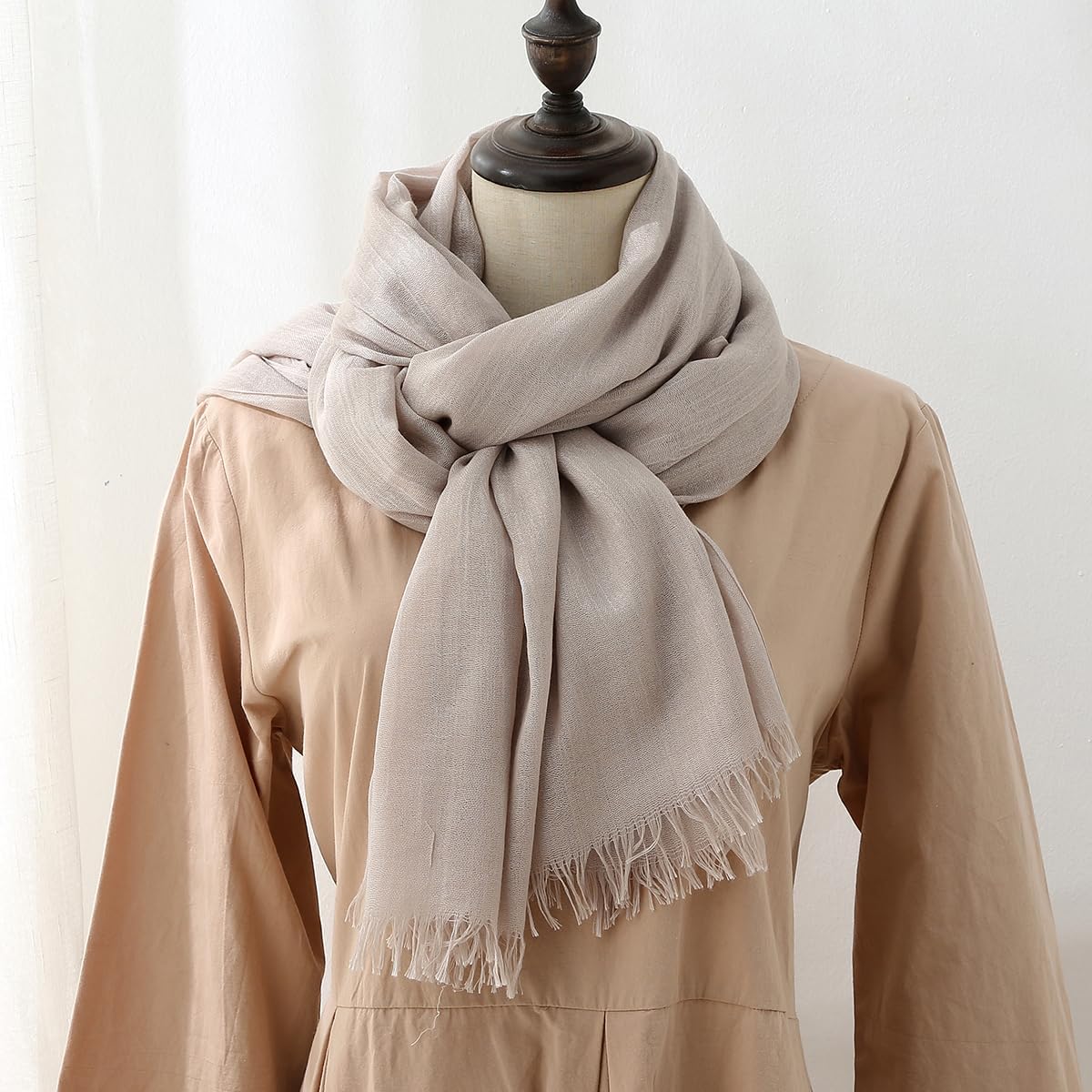 Harewom Lightweight Gauze Linen Feeling Shawl Wraps for Women Beach Summer Scarf for Evening Wedding Dresses - Image 2