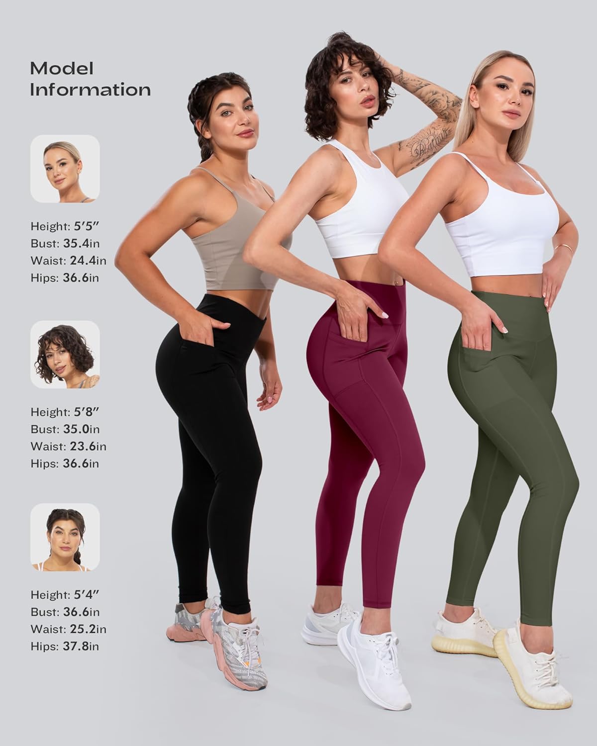 CHRLEISURE Leggings with Pockets for Women, High Waisted Tummy Control Workout Yoga Pants - Image 6
